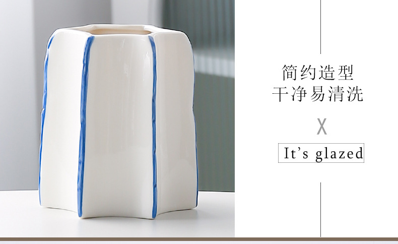 2025 Modern and simple white ceramic vase ornaments, creative hand-painted dried flower arrangement for the living room entrance, sample room soft decoration vase ornaments, vase home ornaments, porcelain vase handicrafts pic 10