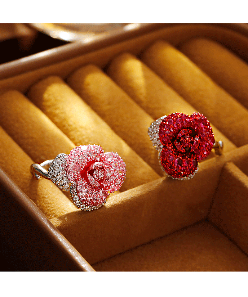 Hyacinth vintage harbor wind rojo rosa anillo moda temperamento ligero lujo superflash cien cierre anillo 2025 shake yin boom pic 4