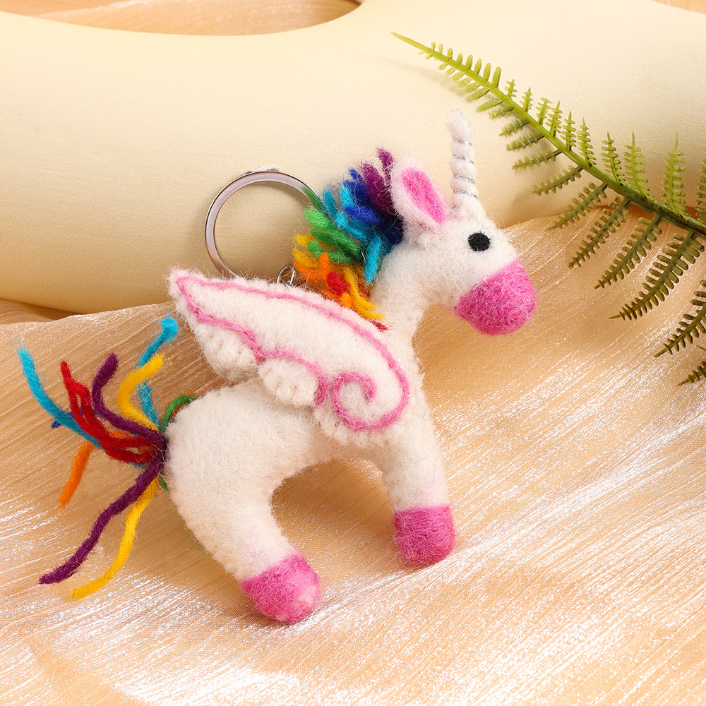 七彩小马羊毛毡挂件梦幻立体玩偶挂饰创意包包挂饰可爱挂件批发详情4