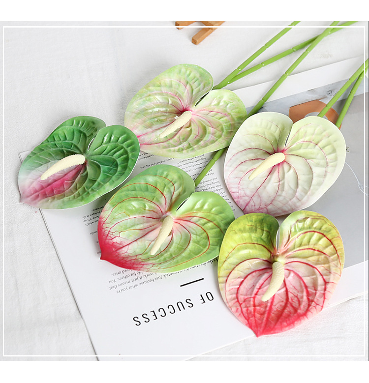 仿真单枝红掌3D打印手感胶片婚庆软装插花火鹤掌工艺品批发仿真花瓣家居装饰详情5