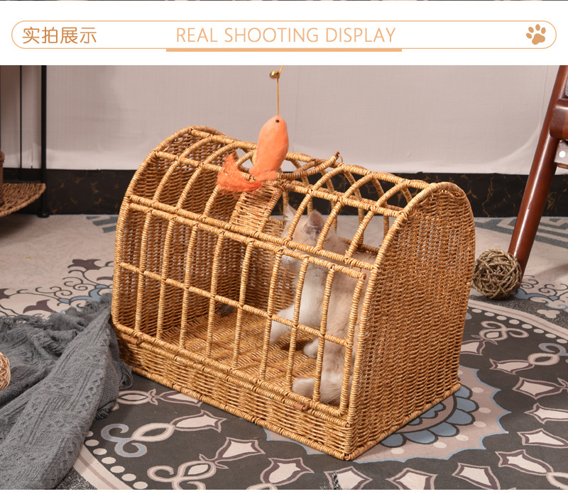 藤编手提猫笼宠物窝猫包宠物用品藤编猫笼详情8