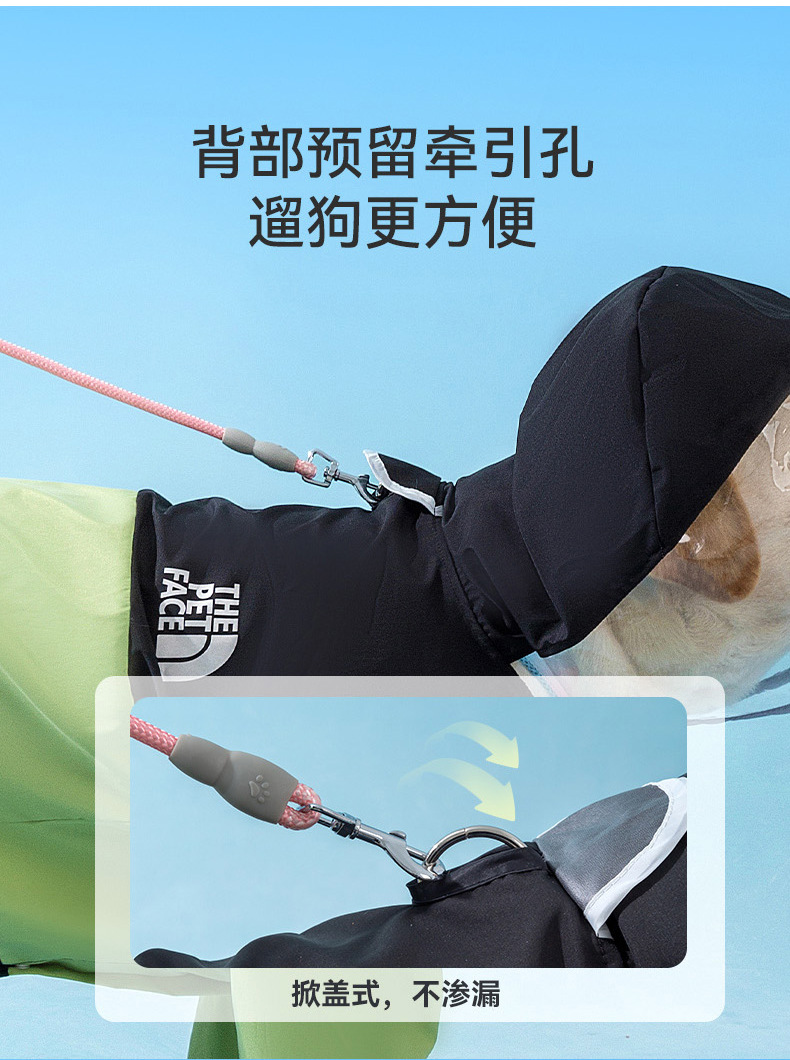 Cross-border foreign trade dog fashion patchwork Golden Retriever large dog raincoat, medium and large dog four-legged full coverage waterproof pet raincoat pic 7