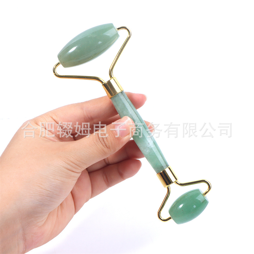 跨境天然玉石滚轮美容器粉晶东陵刮痧板全身通用脸部颈部按摩器详情10
