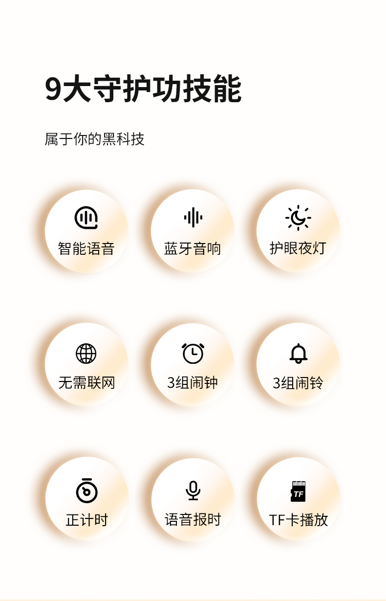 Голосовые часы bluetooth устанавливают сигнализацию на карте TF для воссоздания творческих и творческих подарков на рабочем столе little night lights pic 3