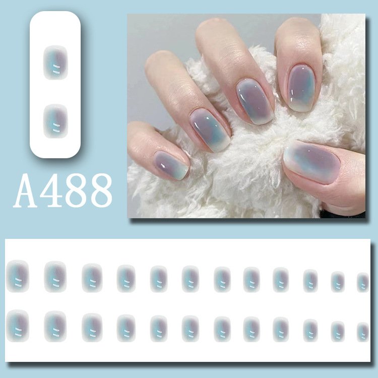 Wearable nail art pieces, artificial nail products, detachable, simple lemon ice transparent, popular online style Douyin nail art hair replacement pic 27