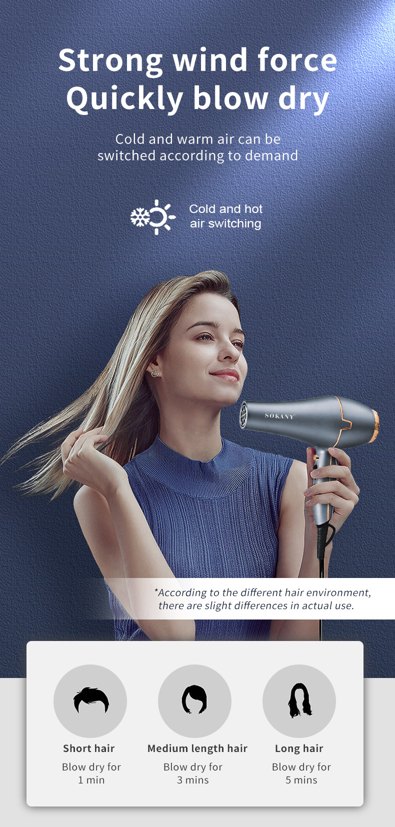 外贸SOKANY8807吹风机电吹风自用家用理发店专业吹风Hair Dryer详情5