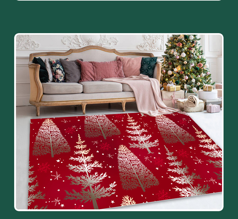 Anti-slip mat, new cartoon 3D floor mat, home living room sofa, bedroom bedside, super soft crystal velvet Christmas tree carpet pic 18