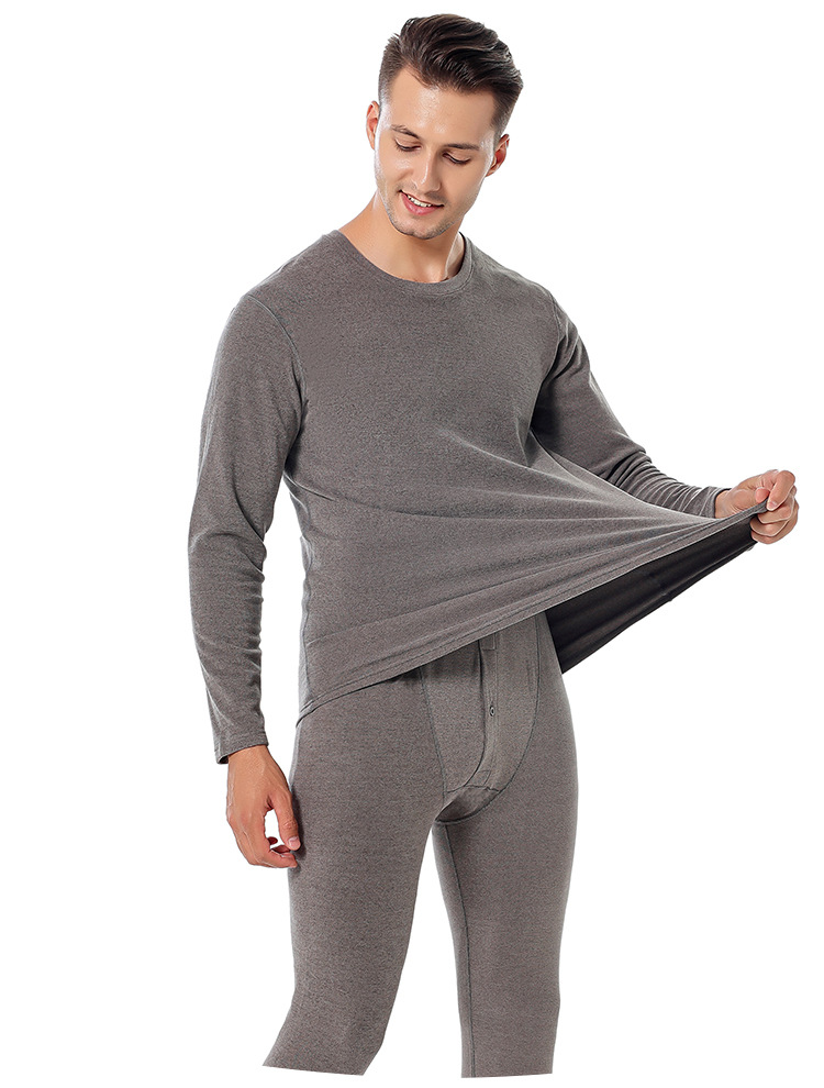 Double-sided Pearl Fleece seamless thermal underwear set for men, fleece close-fitting base layer high-quality underwear pic 19