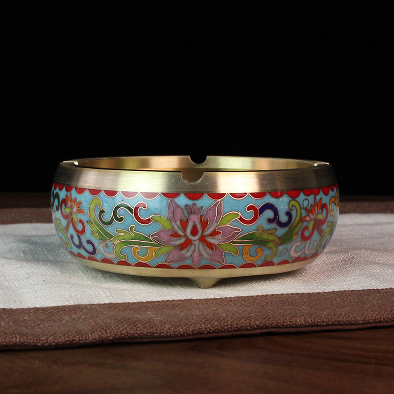 Beijing Cloisonne craft cultural gift and decorative items, traditional cast copper filigree low-temperature enamel ashtrays pic 10
