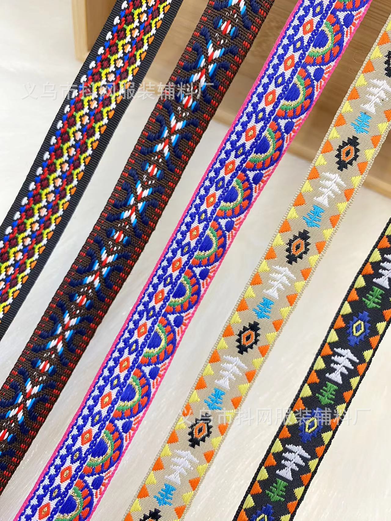 1.8- 2.1cm Ethnic-style jacquard embroidery webbing, hair accessories, headwear, performance costume accessories, gift box packaging tape pic 3