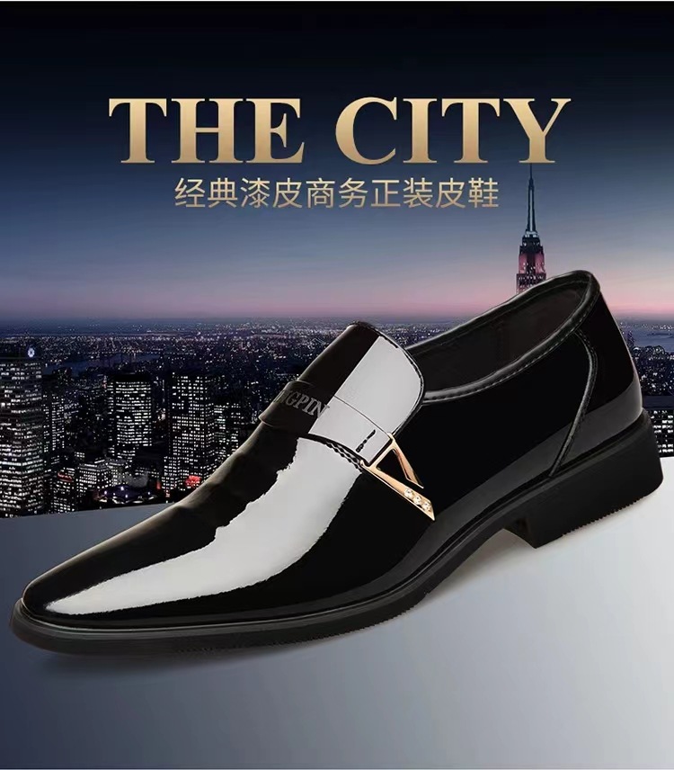 跨境TEMU大码男士皮鞋商务正装皮鞋亮面休闲男款皮鞋青年百搭皮鞋详情1