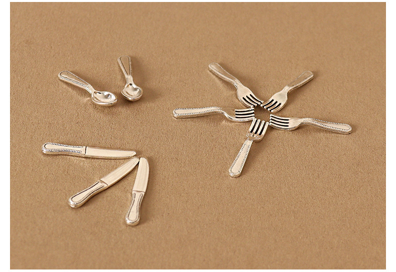 Dollhouse miniature classic knife, fork and spoon tableware simulation mini dollhouse scene model Decorative small ornaments pic 8