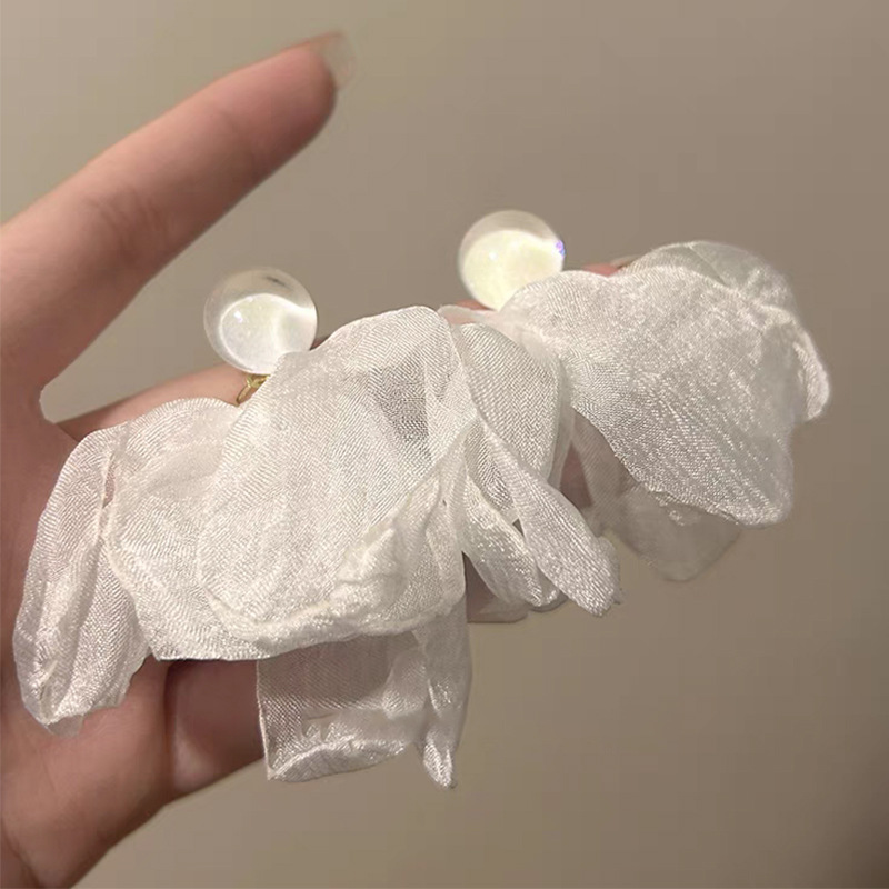 海边超仙氛围感蓝色雪纺耳钉小众设计高级耳环温柔气质度假风耳饰详情1