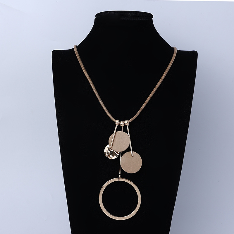 跨境饰品亚马逊爆款项链欧美简约皮革高级时尚长款秋冬女士毛衣链详情11