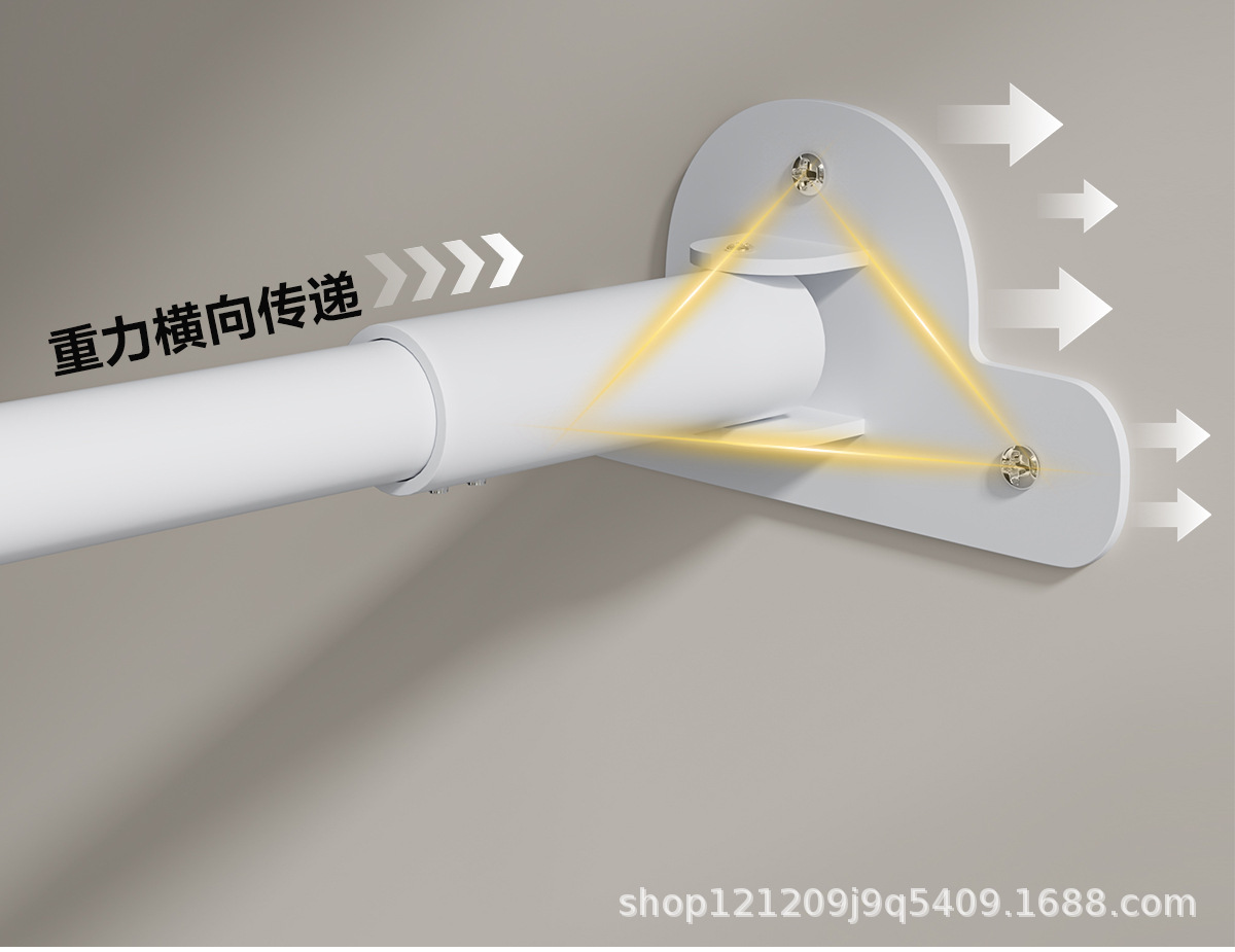 单边万向异型免打孔防水防锈伸缩杆晾衣杆浴帘杆衣柜杆卫生间门帘详情10