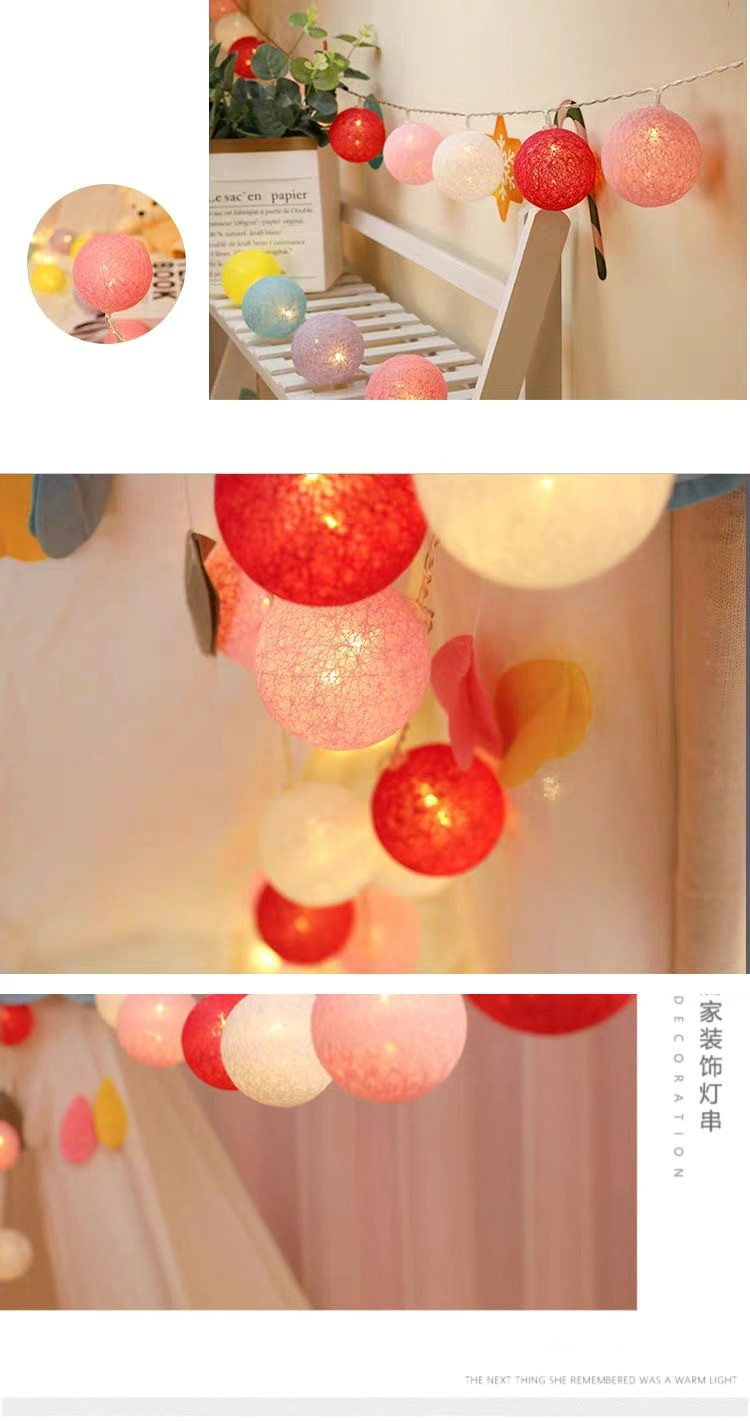 LED color lights, cross-border Christmas lights, cotton thread ball lights, room and bedroom decoration and arrangement, ins birthday and festival lights, small light strings pic 32