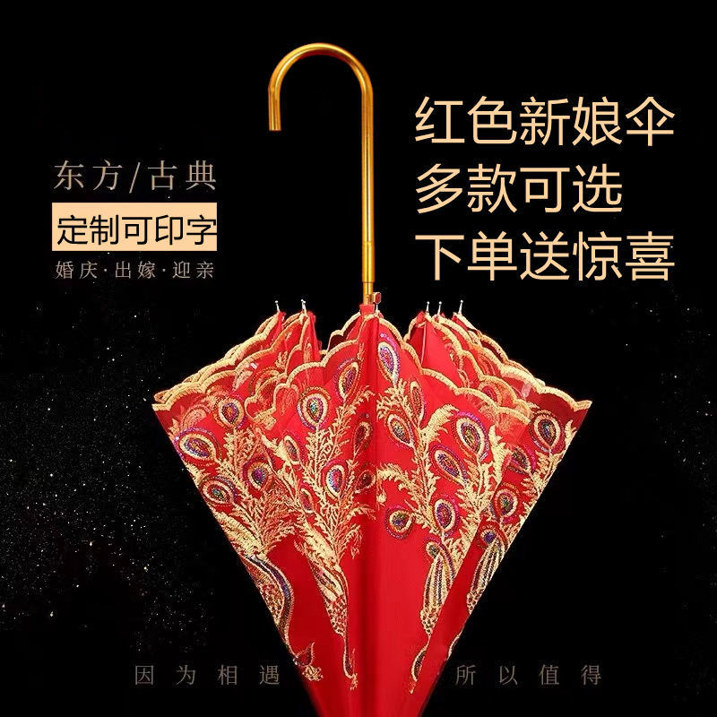国潮结婚红伞婚伞新娘伞红色出嫁伞婚庆中式婚礼陪嫁出门红雨伞喜伞厂详情1