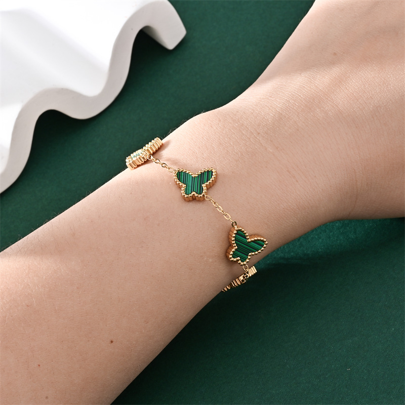 跨境时尚热销蝴蝶贝手链不锈钢简约脚链网红小众设计感饰品厂批发详情5