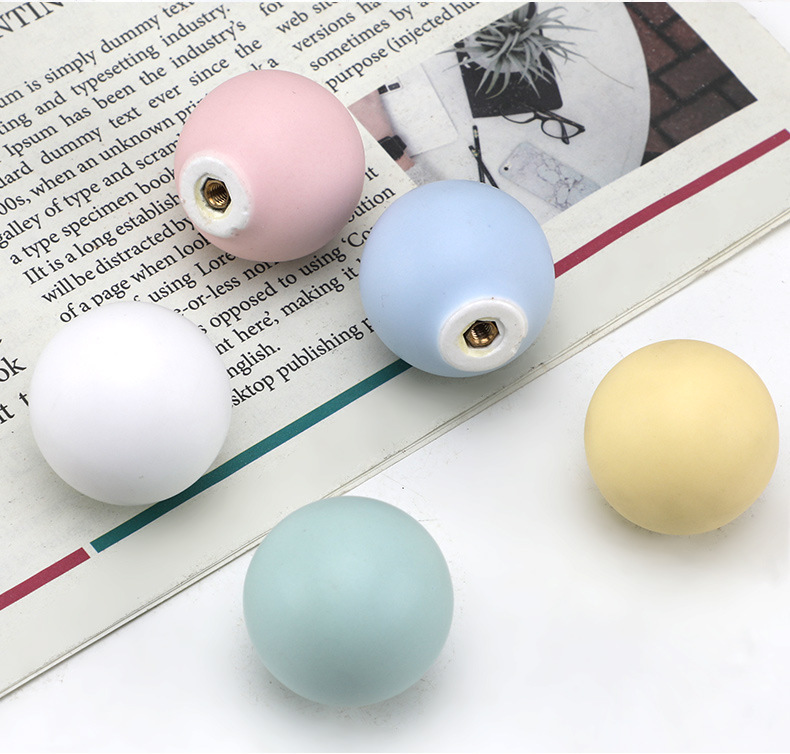 马卡龙彩色圆形拉手儿童房可爱衣柜门橱柜抽屉莫兰迪粉蓝色小拉手详情17