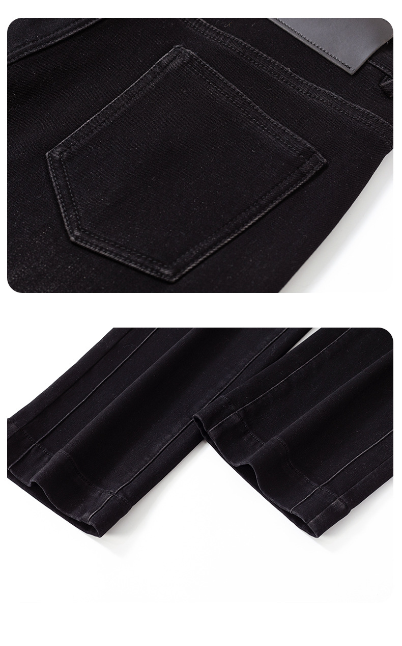 Fleece warm and slimming 9-inch straight-leg jeans for petite women, new high-waisted cigarette tube pants for winter 2025 pic 20