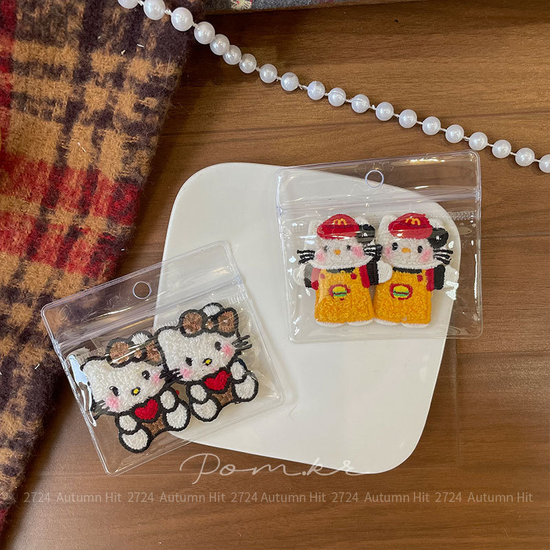 新款韩版甜美kt秋冬手工发饰儿童布艺侧边碎发刘海夹对装掰掰夹女Pom.kr 麦当劳装扮kt发夹可爱儿童发饰百搭布艺手工款详情2