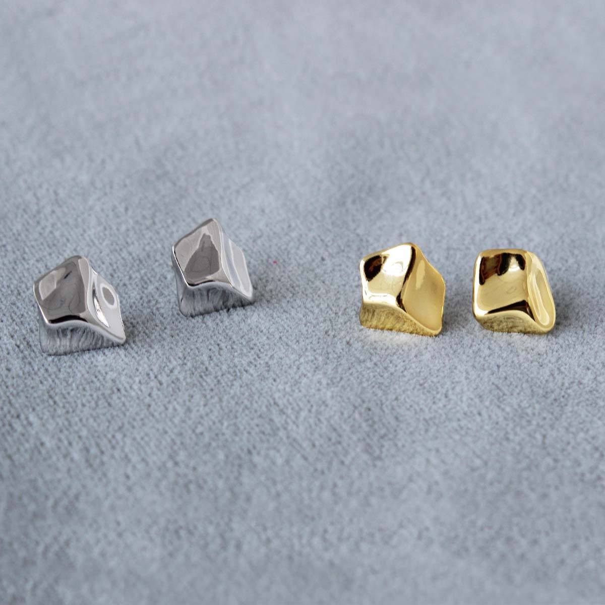 FAN*小陨石耳钉新款轻奢简约小众不规则肌理光泽百搭时尚亮面耳钉详情8