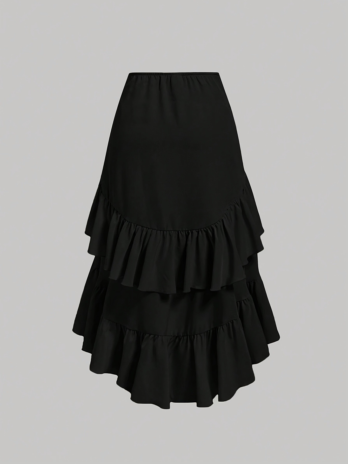 The 2026 summer new style elegant high-waisted, slimming, ruffled hem solid color skirt is in stock pic 29