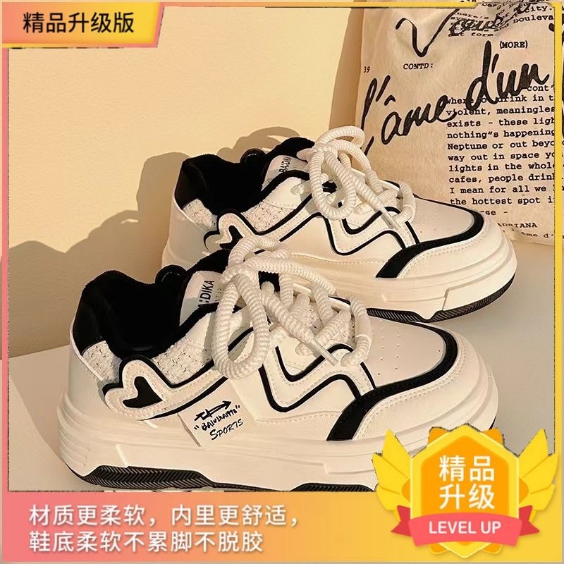 时尚爱心面包2024春秋新款小白鞋学生休闲鞋百搭运动底板鞋超轻详情12