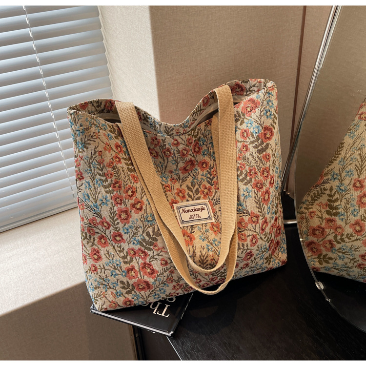 大容量帆布包包2024新款潮时尚百搭单肩手提袋子ins学生上课包女详情16