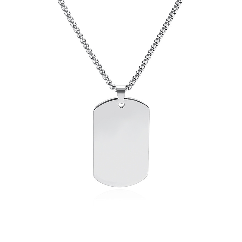 Cross-border European and American stainless steel military brand necklaces, laser engraving blank material manufacturer wholesale metal pendants pic 5