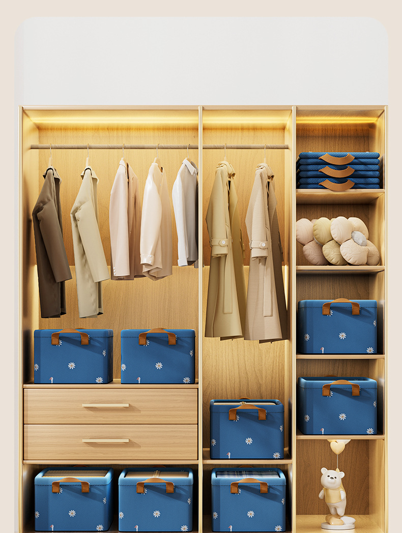 Clothing storage box, household living room and dormitory storage basket, wardrobe storage box, clothes and pants storage box, fabric organization box pic 11