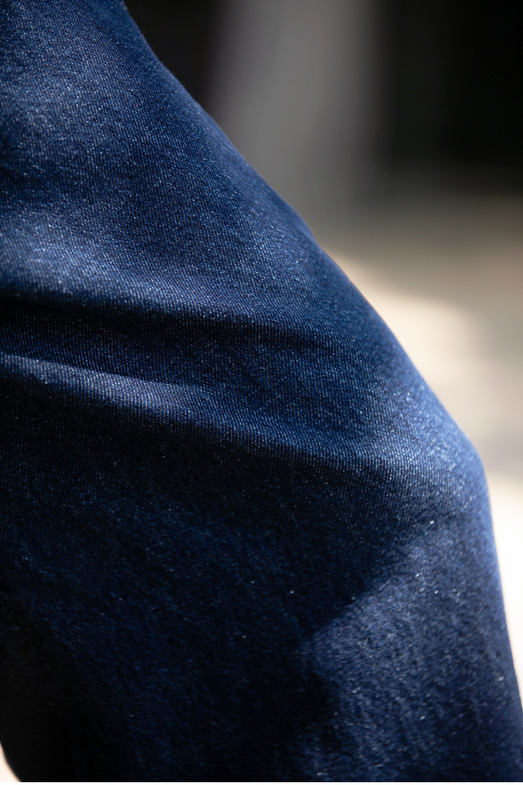 A niche all-season deep indigo blue mid-waisted loose and versatile wide-leg jeans pic 6