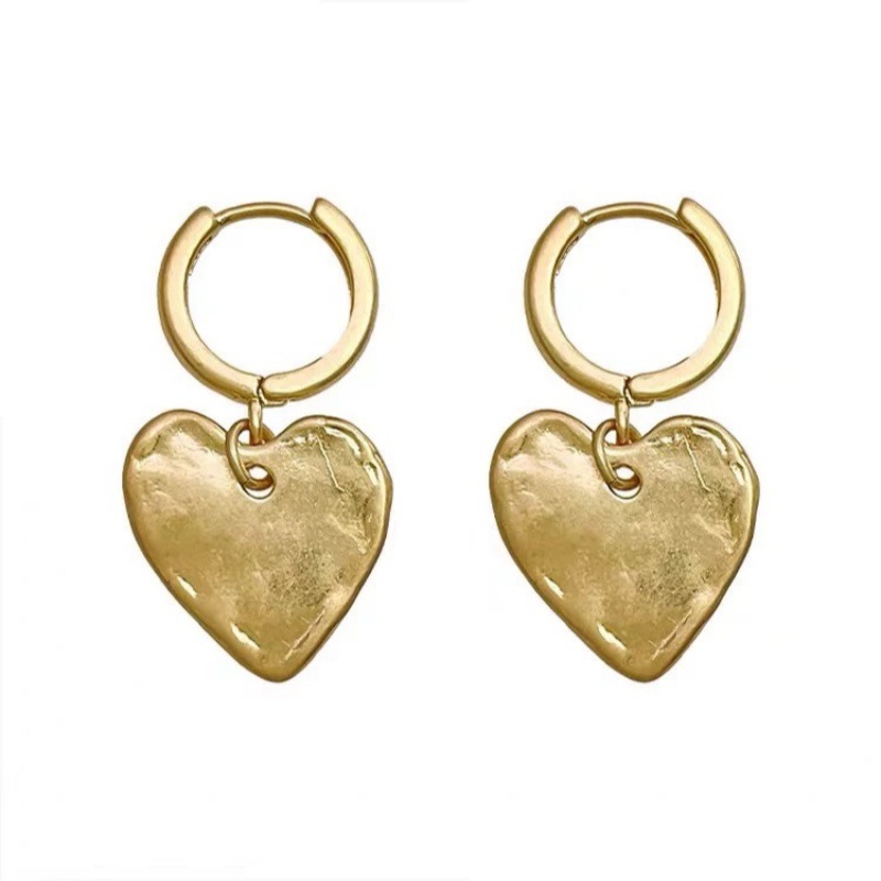 韩国fever博主同款爱心耳环女复古小众设计磨砂熔岩桃心吊坠耳钉详情10