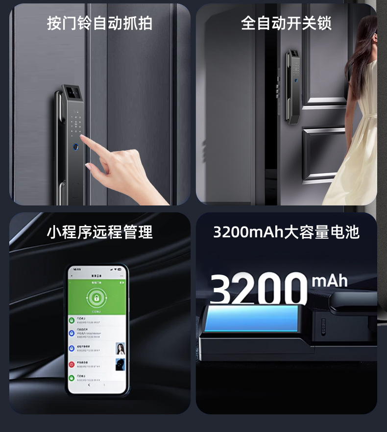 Fully automatic fingerprint lock, facial recognition smart door lock, entrance door, household security door, smart lock source factory pic 4