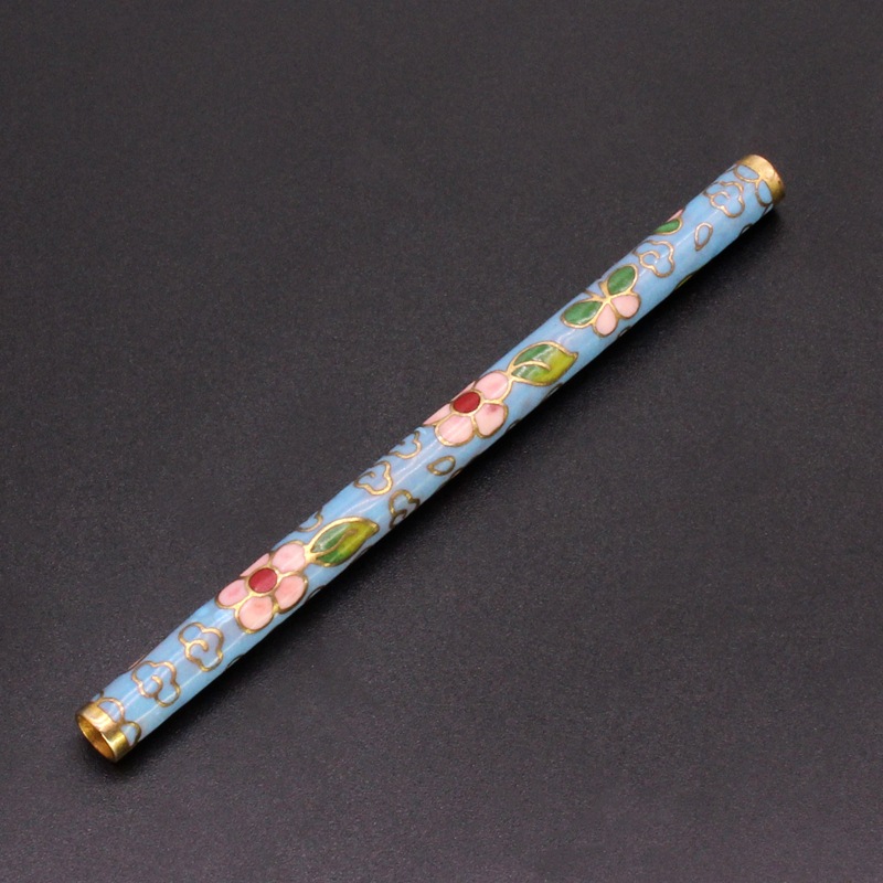 Beijing Cloisonne classical Culture Ethnic style writing brush decorative accessories copper base mechanism enamel writing brush shaft pic 3