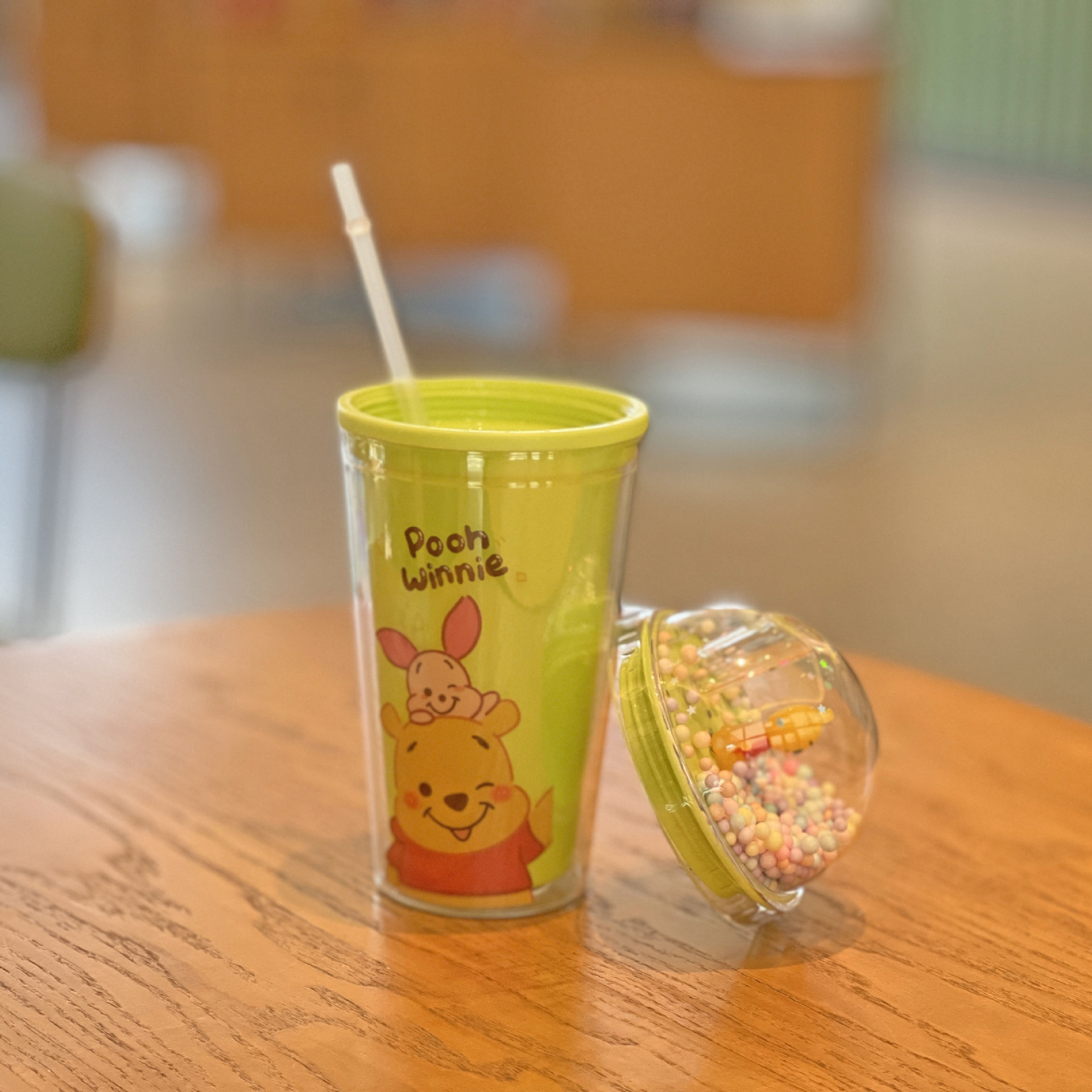 跨境新款冰裂碎冰杯双层塑料水杯批发网红卡通小熊塑料吸管杯茶杯详情11