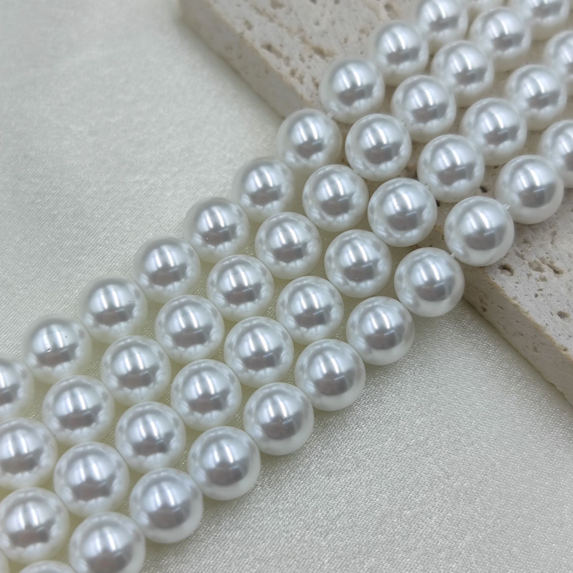 High-quality Shijia Pearl White 650 color Australian white Swarovski beads, full-hole, perfectly round, straight-hole round beads, DIY string beads pic 6