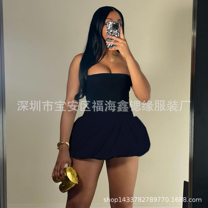 欧美2025性感女装新款纯色百搭Bubble泡泡裙高腰半身裙12色现货详情19