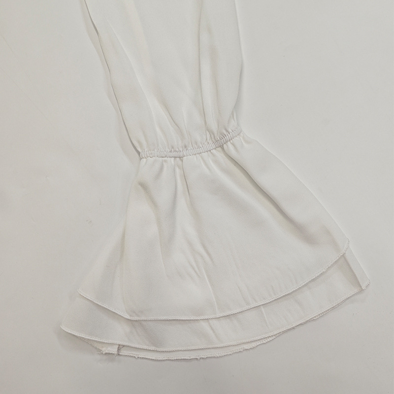 欧美女装2025春夏新品时尚系带设计感开衫荷叶边外搭小披肩衫衬衣详情23