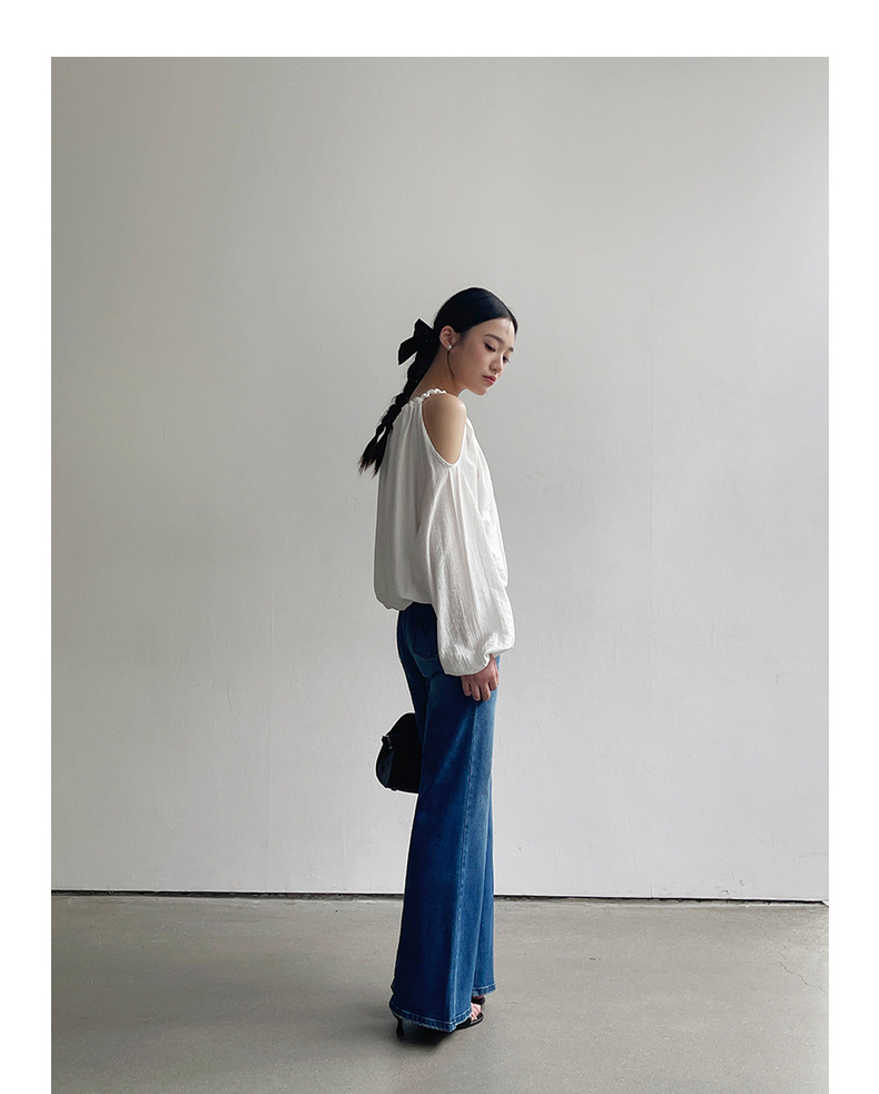 【90s Retro Horn 】 Ge Ming High-waisted slightly flared jeans for Women 2025 Spring New floor-length Pants R155H pic 38