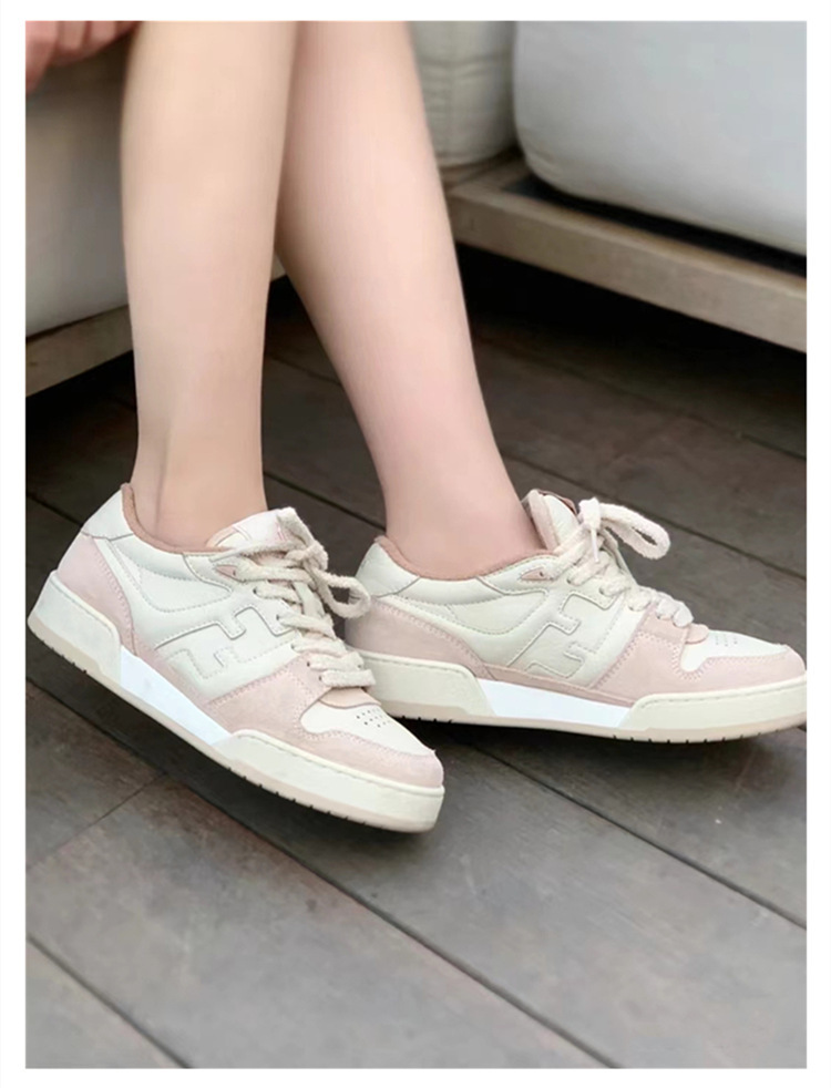 高版本F家match麂皮板鞋女平底系带拼接真皮小白鞋男女同款德训鞋详情9