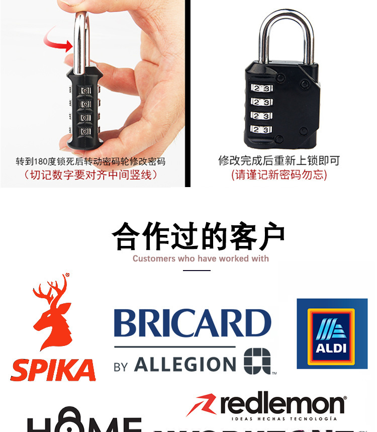 Zinc alloy metal password padlocks, luggage, backpacks, gym cabinets, doors and Windows, anti-theft locks, home decoration building materials locks pic 39