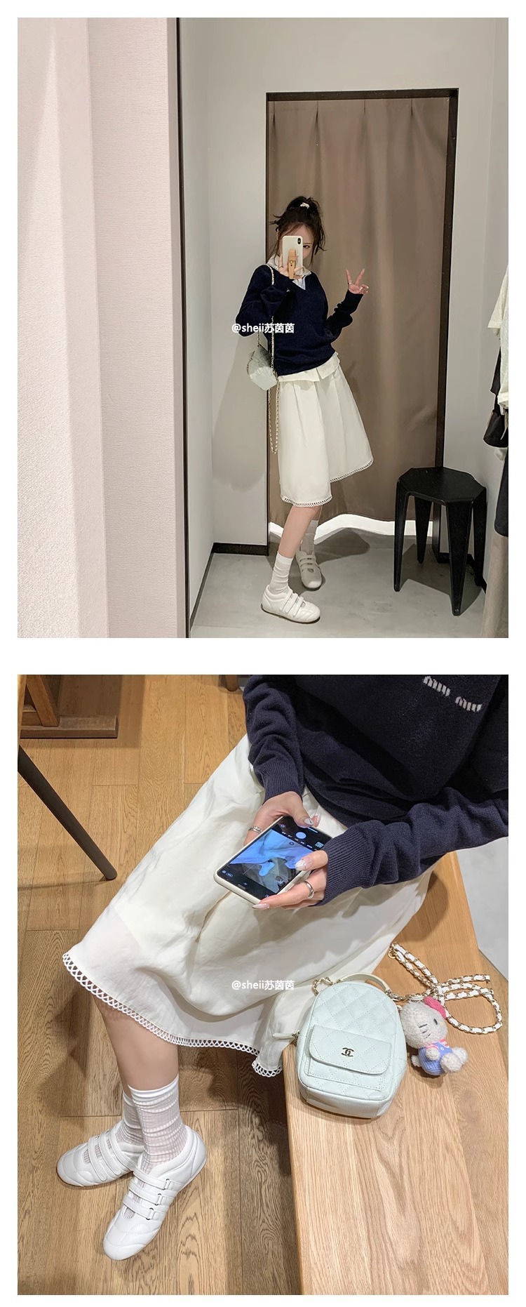 牛皮版~韩国小众魔术贴德训鞋女春秋新款休闲保龄球芭蕾舞单鞋详情13