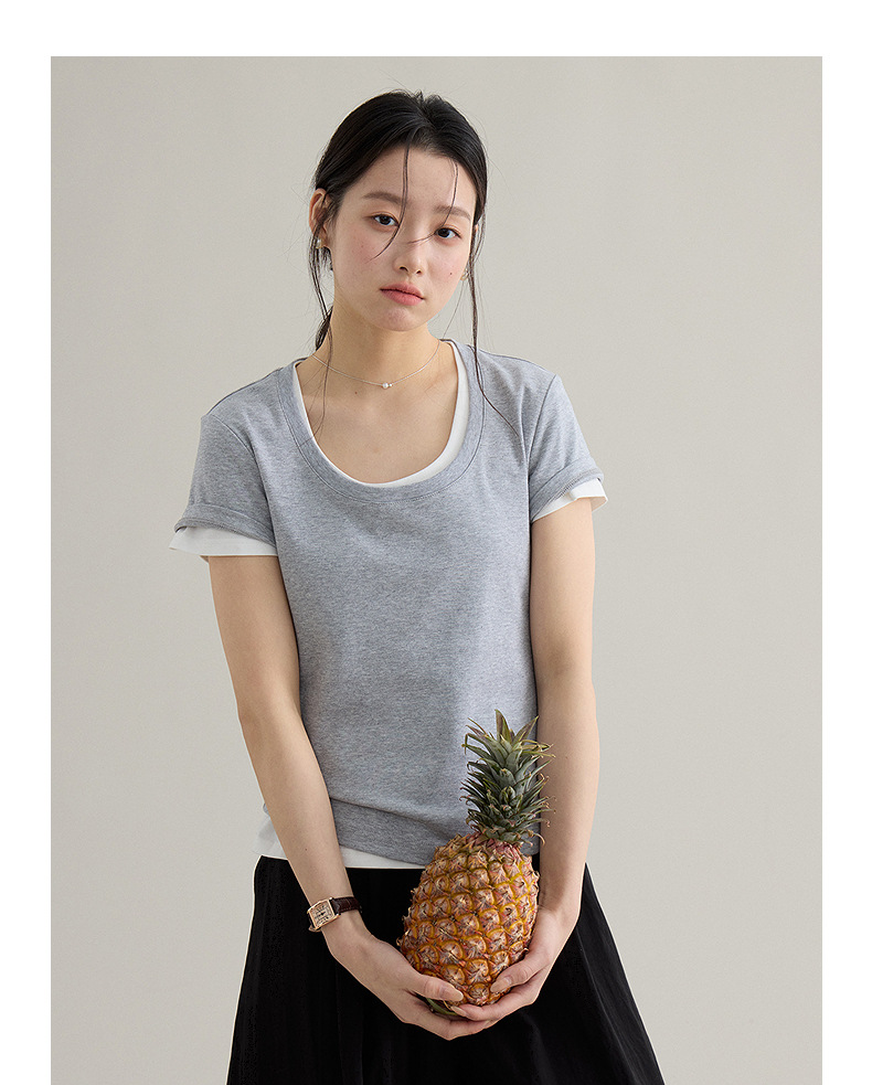 【 Blockbuster B: Super Comfortable Double-collar T-shirt with Upgraded Fabric 】 Spring short-sleeved T-shirt pic 43
