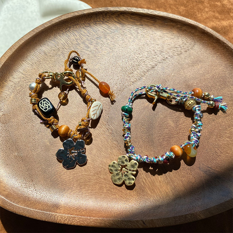 欧美春夏度假缤纷海岛扶桑花朵吊坠项链小众设计感编绳设计手链详情10