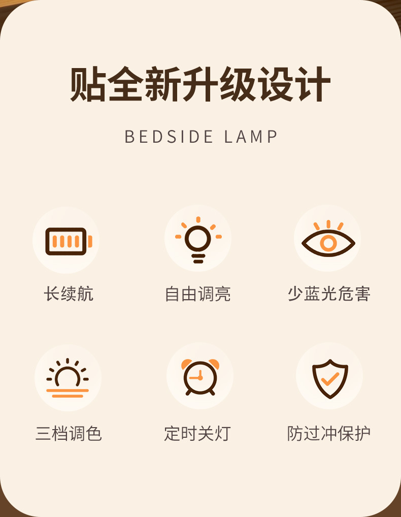 LED充电触摸拍拍灯起夜喂奶遥控婴儿专用床头灯宿舍氛围小夜灯详情2