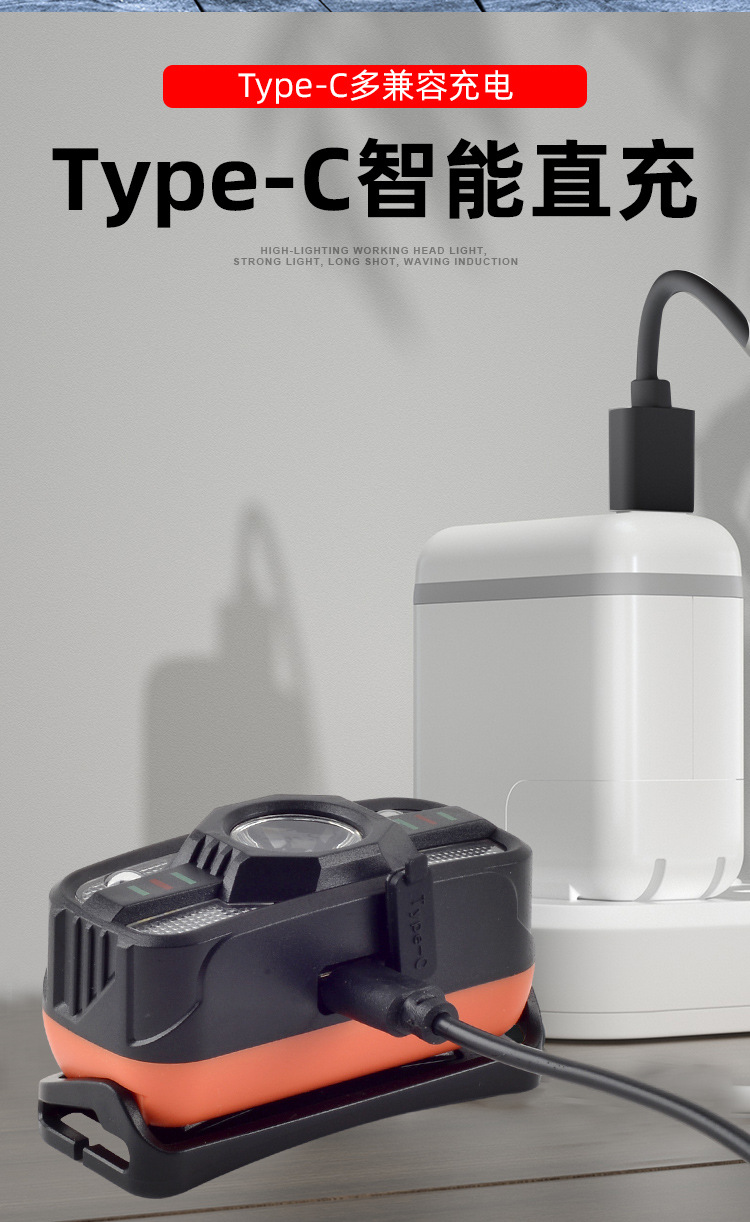 Cross-border LED outdoor strong bald light strip, COB rechargeable headlamp, cycling night fishing, running light, white and red dual-light pic 12