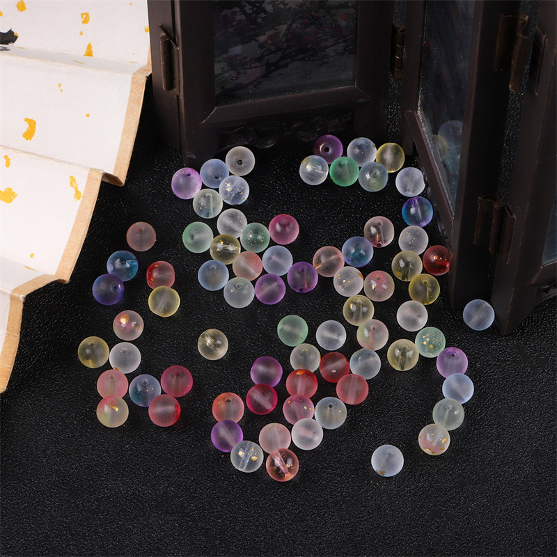 50颗双拼金粉透明磨砂玻璃散珠 手工DIY项链手链耳饰配件 工艺品厂家直销精品详情38