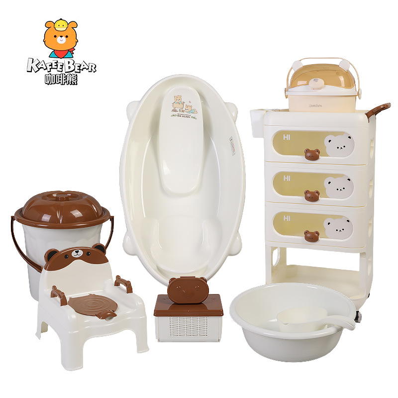 Baby bathtub, cartoon mother and baby gift, thickened bath bed, newborn plastic bath set, storage cabinet, baby pic 11