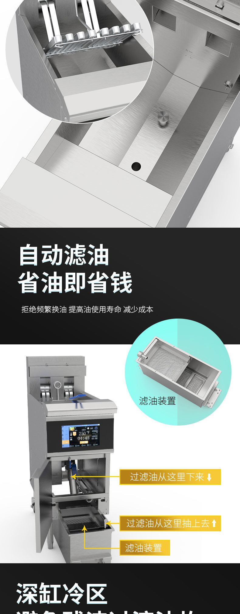 OFE-126L扁管开口触摸屏油炸炉商用炸锅滤油详情9